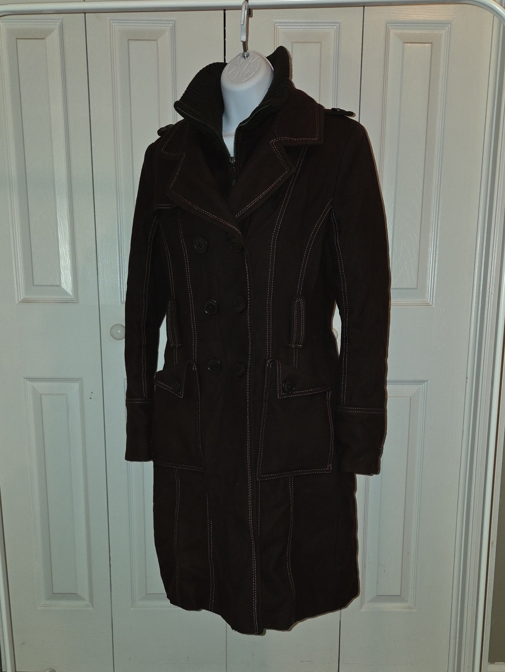 Miss Sixty Dark Brown Double-Breasted Trench Coat